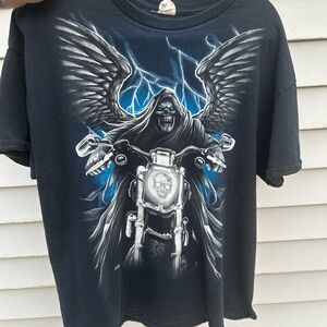 Y2K Grim Reaper Biker T-Shirt